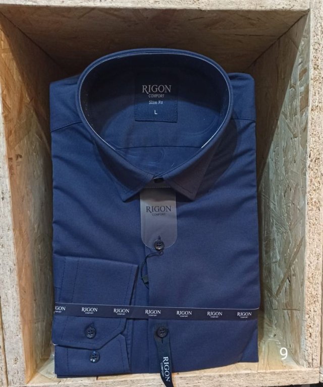 Koszula granat slim długi rękaw